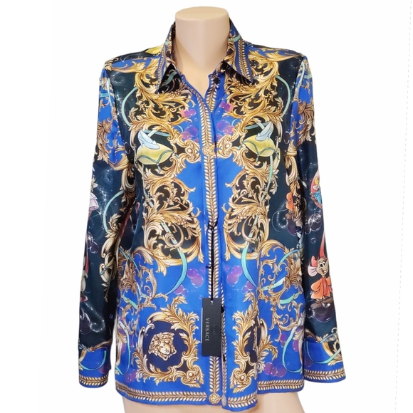 Button Down Shirt Versace X Disney Cinderella Silk Authentic Limited Edition - Picture 2 of 16